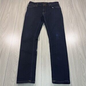 Nudie Jeans Co Skinny Lin Men’s 30x30 Dark Wash Dry Deep Orange Stretch EUC
